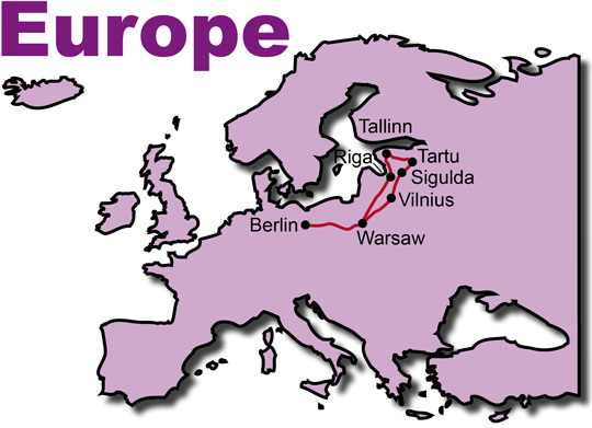 Route of the Baltic States motorcycle tour