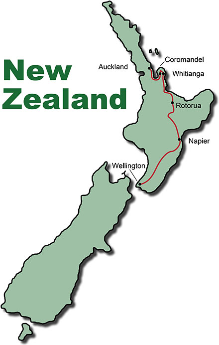 Die Route für die Erlebnisreise Neuseeland North Island