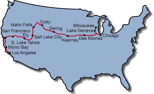 The Route for the Pony Express Trail Motorcycle Tour