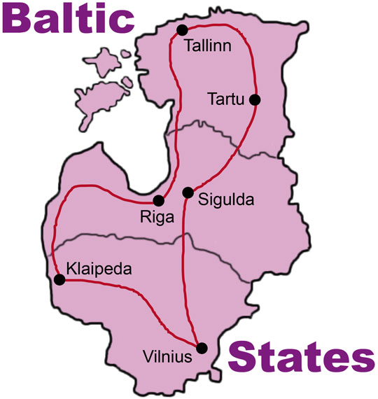 Route der Erlebnisreise Baltikum