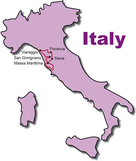 Die Route für die Toskana Motorroller Vespa Reisen 