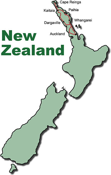 Die Route für die Erlebnisreise Neuseeland Northlands
