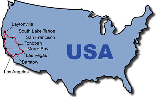 The Route for the Rental Car Tours USA Highway 1
