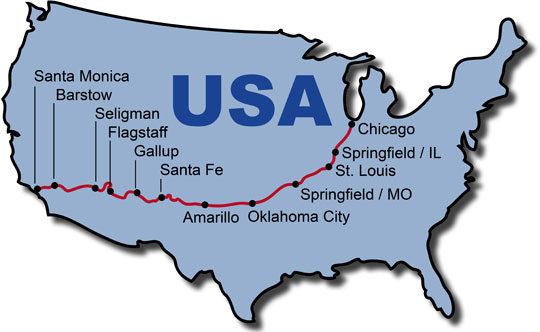 The Route for the Adventure Tour Route 66 Kicks