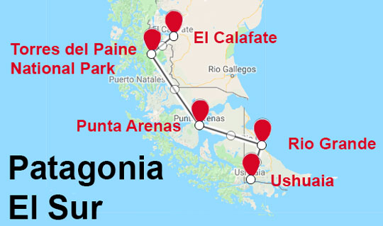 Adventure Tour Patagonia El Sur Map