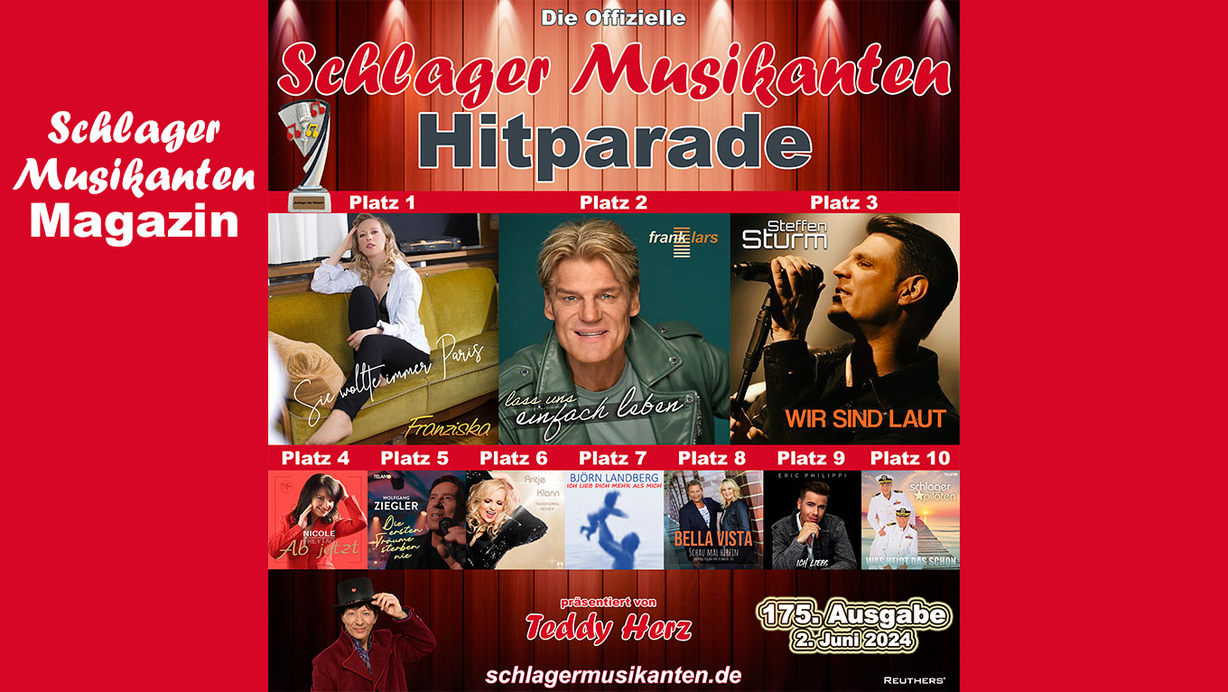 175. Ausgabe der Offiziellen "Schlager Musikanten Hitparade" mit den Top 10 und dem "Schlager des Monats" Mai