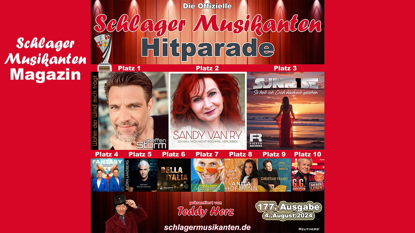 177. Ausgabe der Offiziellen "Schlager Musikanten Hitparade" mit den Top 10 und dem "Schlager des Monats" Juli