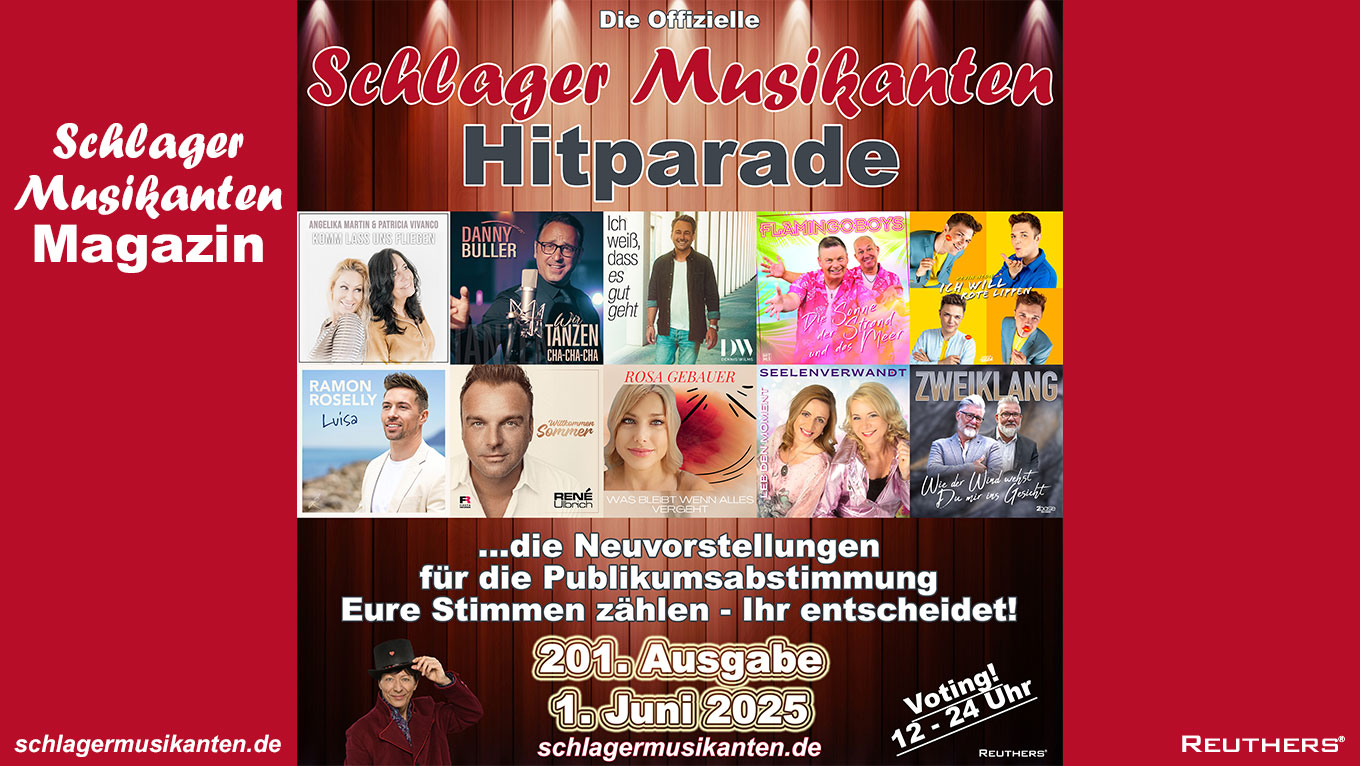 201. "Schlager Musikanten Hitparade" am SuperSonntag 1. Juni 2025
