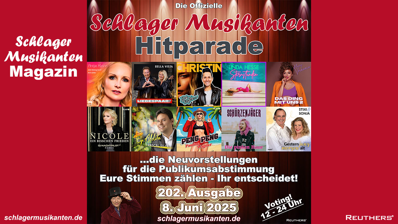 202. "Schlager Musikanten Hitparade" am Sonntag 8. Juni 2025