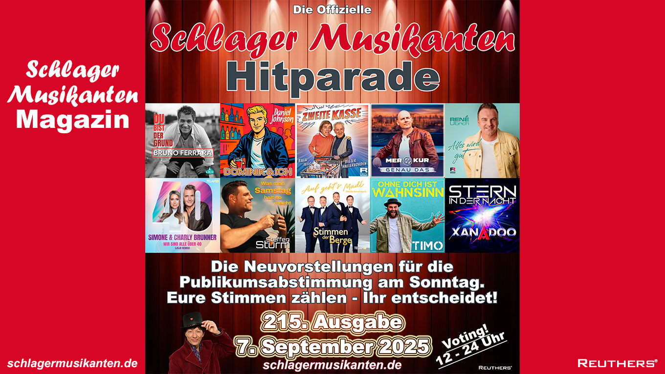 215. "Schlager Musikanten Hitparade" am SuperSonntag 7. September 2025