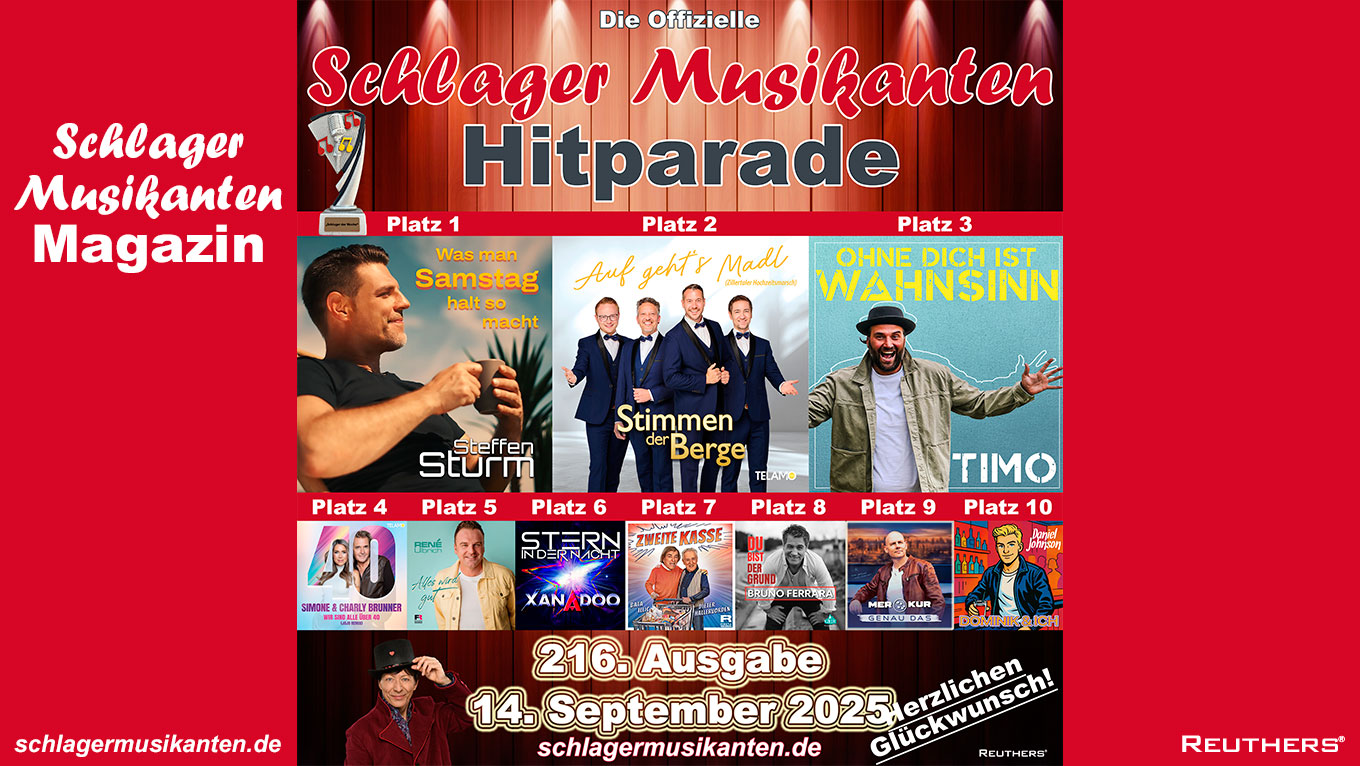 216. "Schlager Musikanten Hitparade": Das sind die Top 10 mit dem "Schlager der Woche"