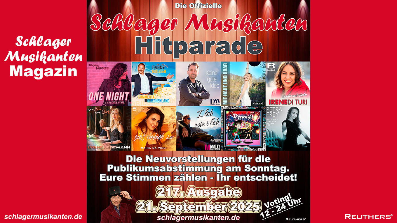 217. "Schlager Musikanten Hitparade" am Sonntag 21. September 2025