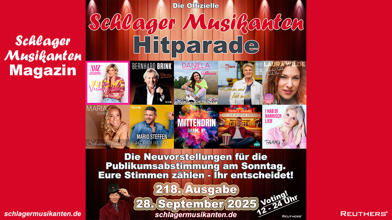 218. "Schlager Musikanten Hitparade" am Sonntag 28. September 2025