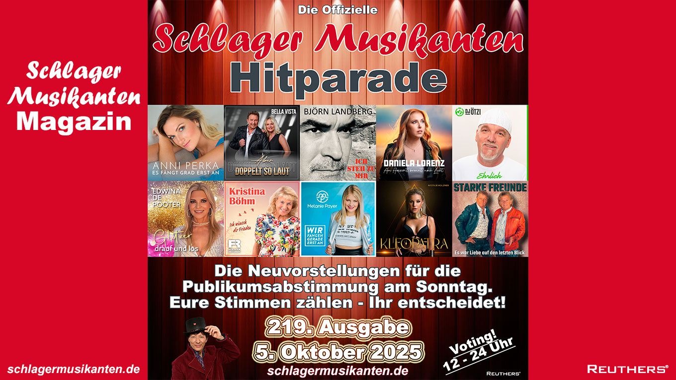 219. "Schlager Musikanten Hitparade" am SuperSonntag 5. Oktober 2025