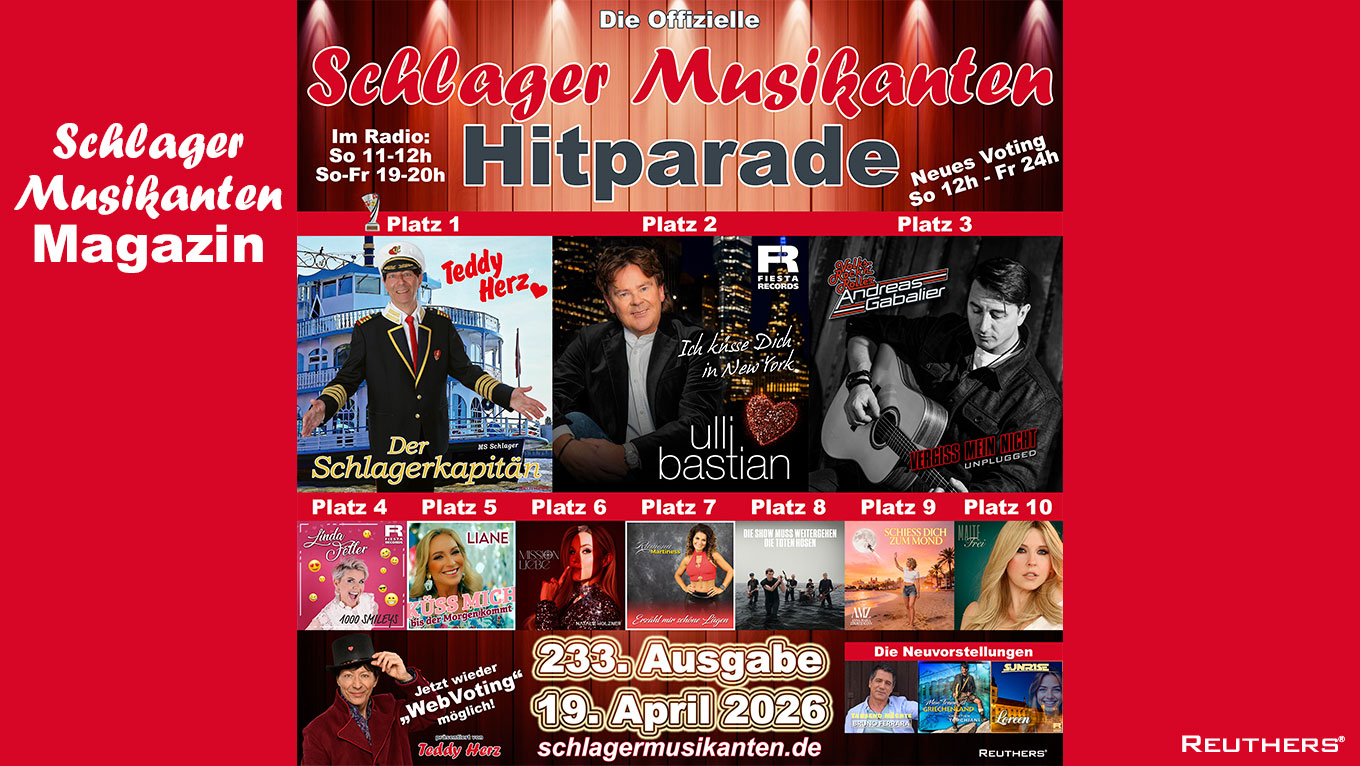 233. Schlager Musikanten Hitparade: Das sind die Top 10 mit dem Schlager der Woche "Der Schlagerkapitän" von Teddy Herz