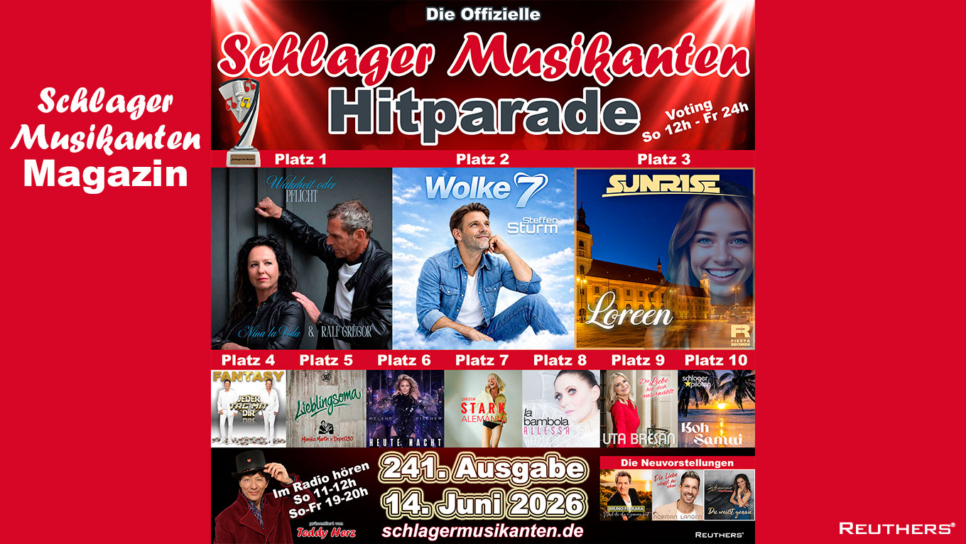 241. Schlager Musikanten Hitparade: Das sind die Top 10 mit dem Schlager der Woche "Wahrheit oder Pflicht" von Nina la Vida & Ralf Gregor
