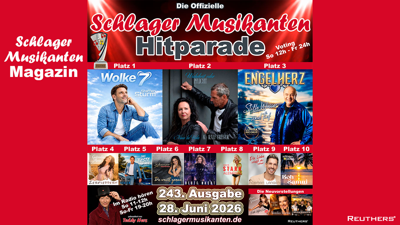 243. Schlager Musikanten Hitparade: Steffen Sturm holt mit "Wolke 7" den Titel "Schlager der Woche"