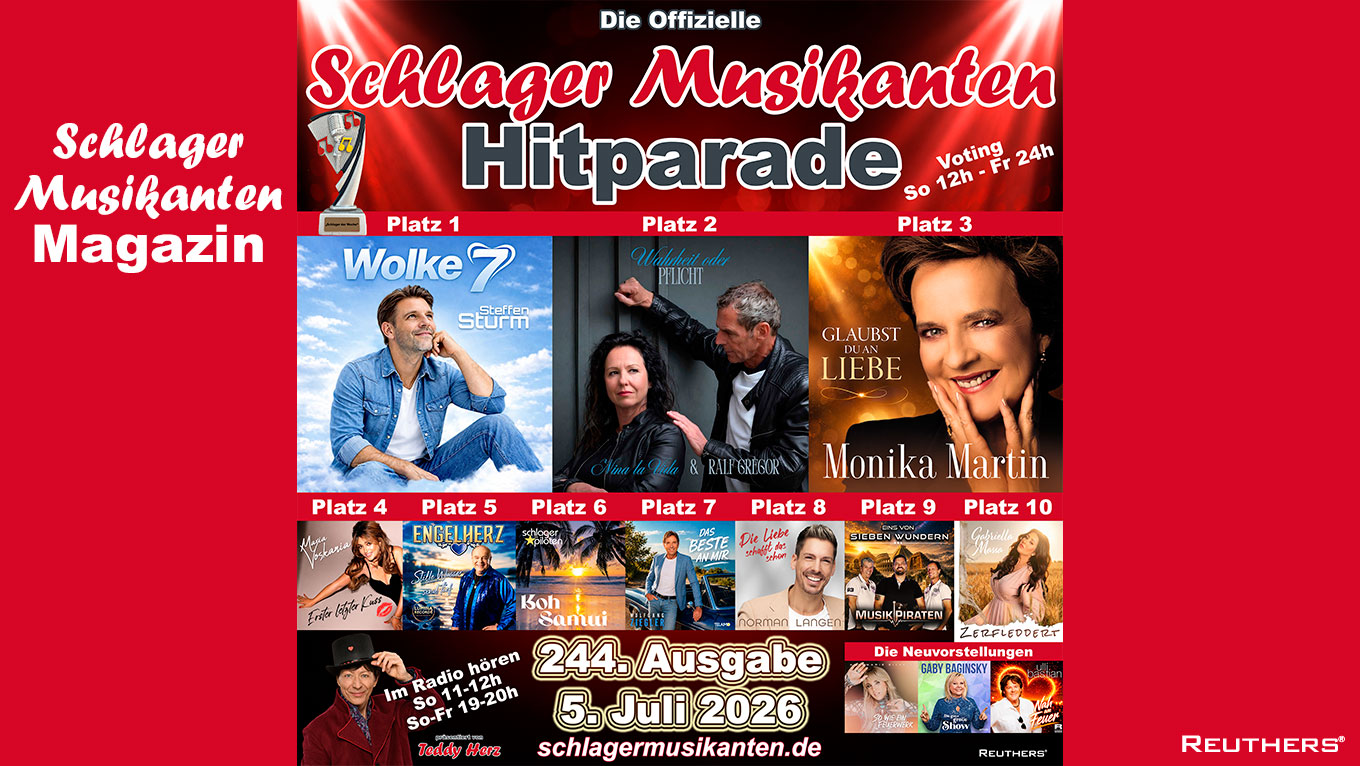 244. Schlager Musikanten Hitparade: Steffen Sturm holt mit "Wolke 7" erneut den Titel "Schlager der Woche"