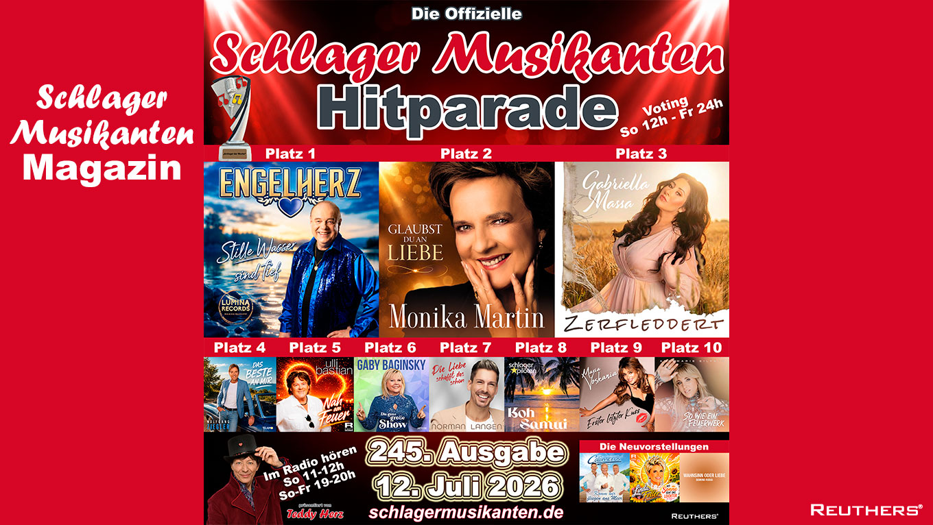 245. Schlager Musikanten Hitparade: Engelherz holt mit "Stille Wasser sind tief" den Titel "Schlager der Woche"