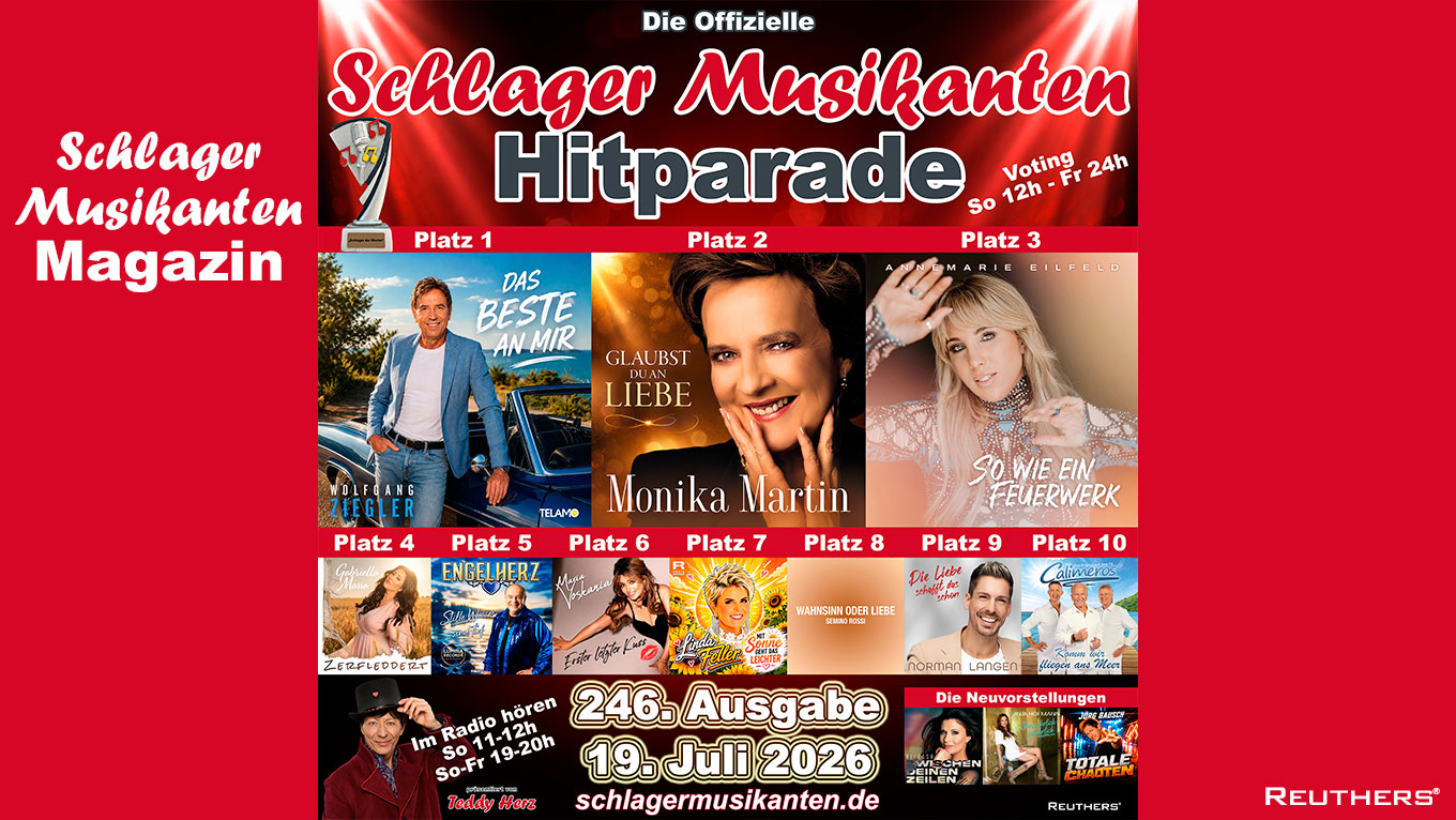 246. Schlager Musikanten Hitparade: Wolfgang Ziegler holt mit "Das Beste an mir" den Titel "Schlager der Woche"
