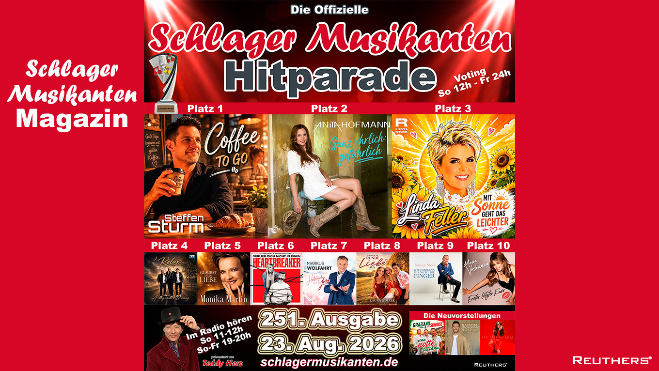 251. Schlager Musikanten Hitparade: Steffen Sturm holt mit "Coffee To Go" den Titel "Schlager der Woche"