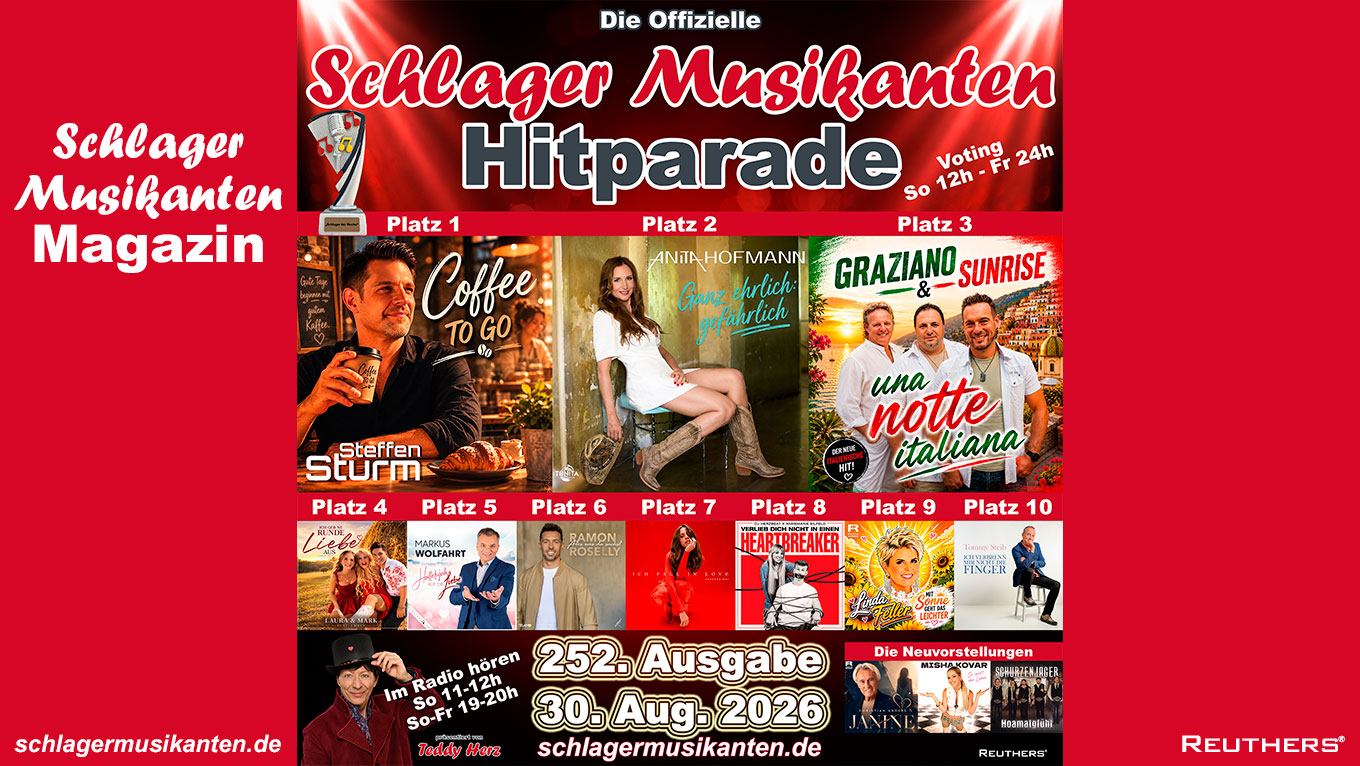 252. Schlager Musikanten Hitparade: Steffen Sturm holt mit "Coffee To Go" den Titel "Schlager der Woche"