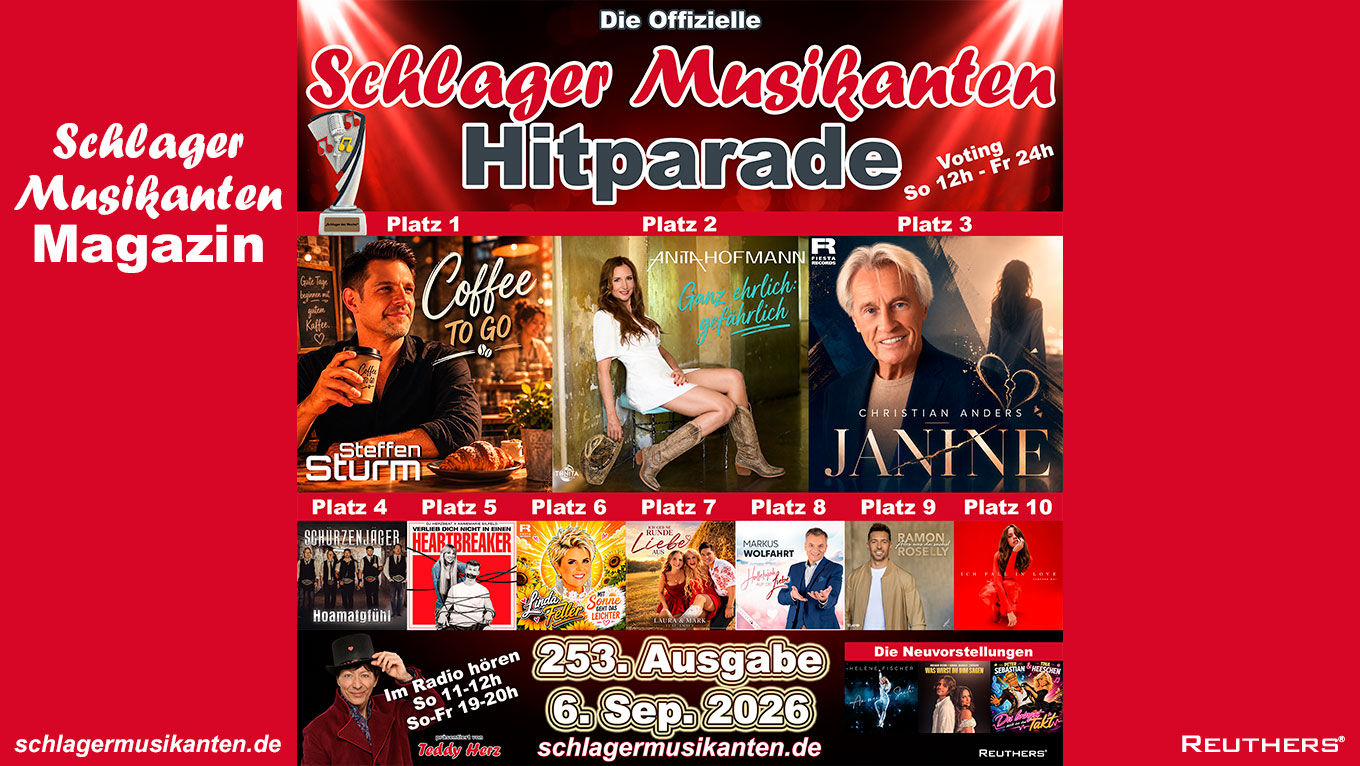 253. Schlager Musikanten Hitparade: Steffen Sturm holt mit "Coffee To Go" den Titel "Schlager der Woche"