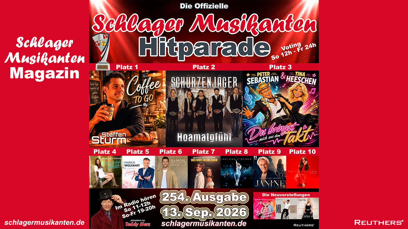 254. Schlager Musikanten Hitparade: Steffen Sturm holt mit "Coffee To Go" den Titel "Schlager der Woche"