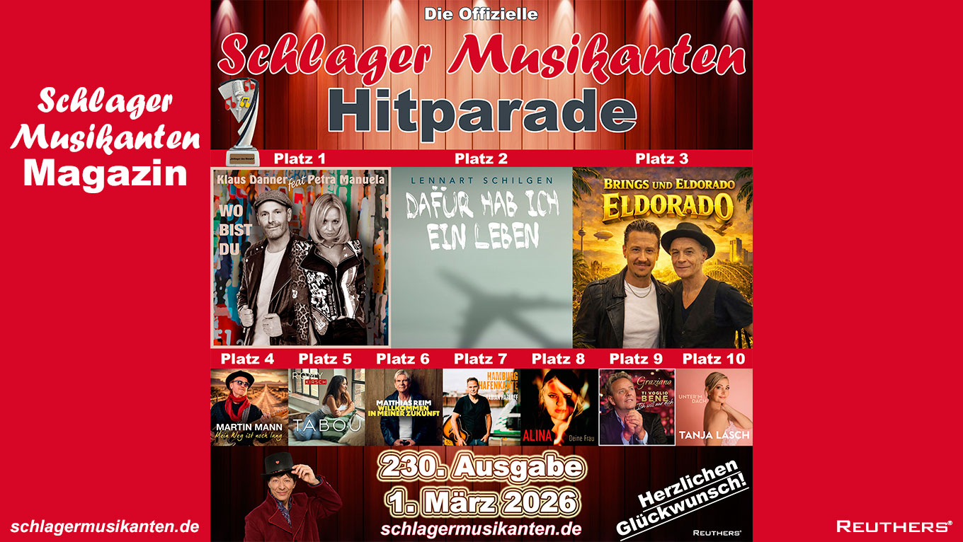 Der "Schlager des Monats" Februar 2026 ist "Wo bist Du" - Herzlichen Glückwunsch an Klaus Danner und Petra Manuela