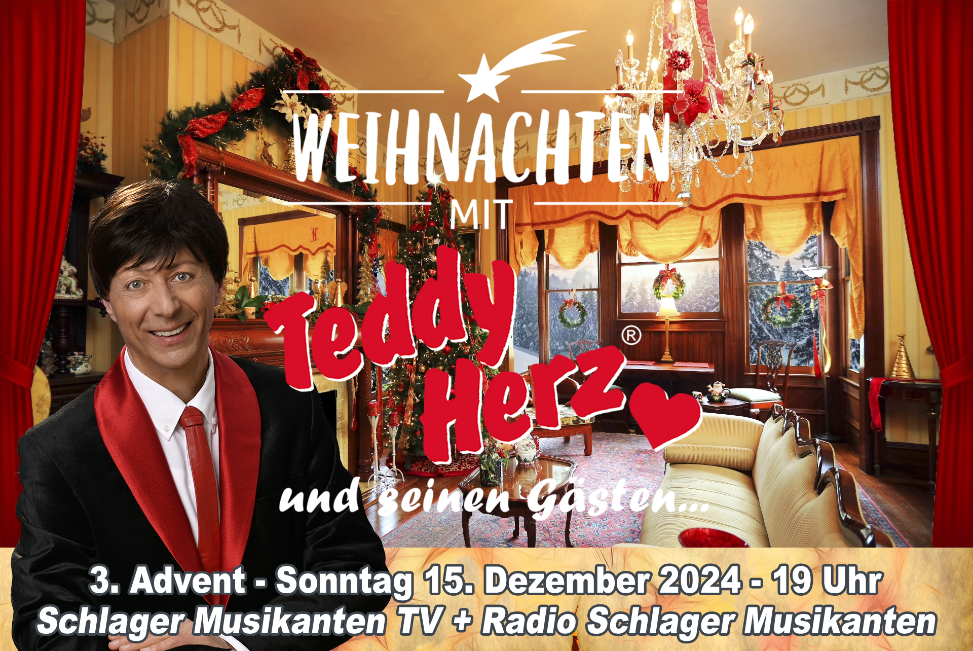 Die beliebte Familiensendung "Weihnachten mit Teddy Herz und seinen Gästen" feiert in diesem Jahr Premiere am 15. Dezember 2024