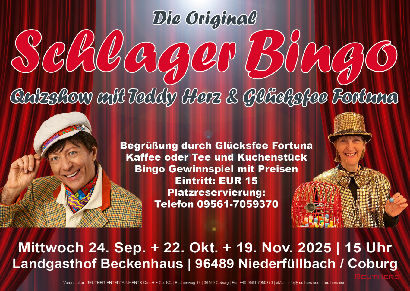 Die Original "Schlager Bingo" Quizshow mit Teddy Herz und Glücksfee Fortuna in Coburg