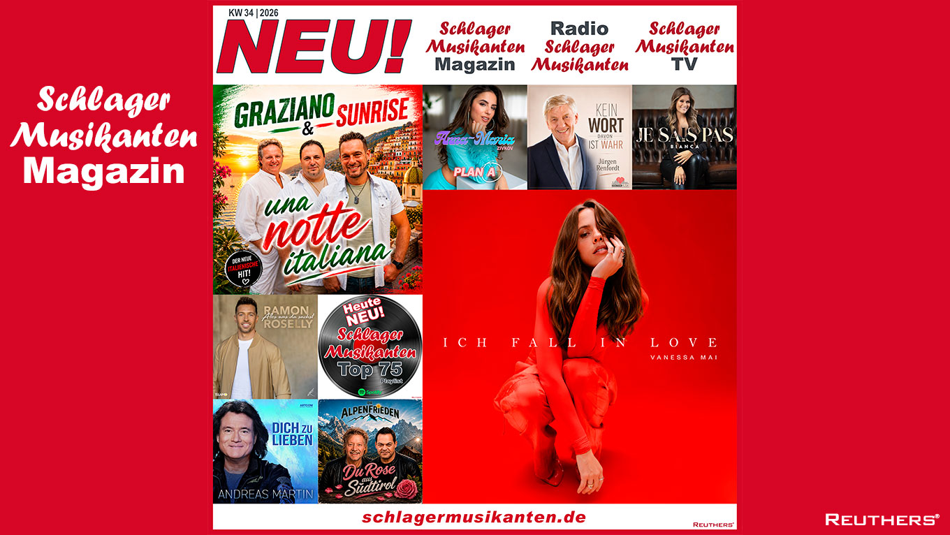 Heute Neu: Die "Top 75 Playlist" auf Spotify und die "Schlager Zugaben" im Radio Schlager Musikanten KW34/2026