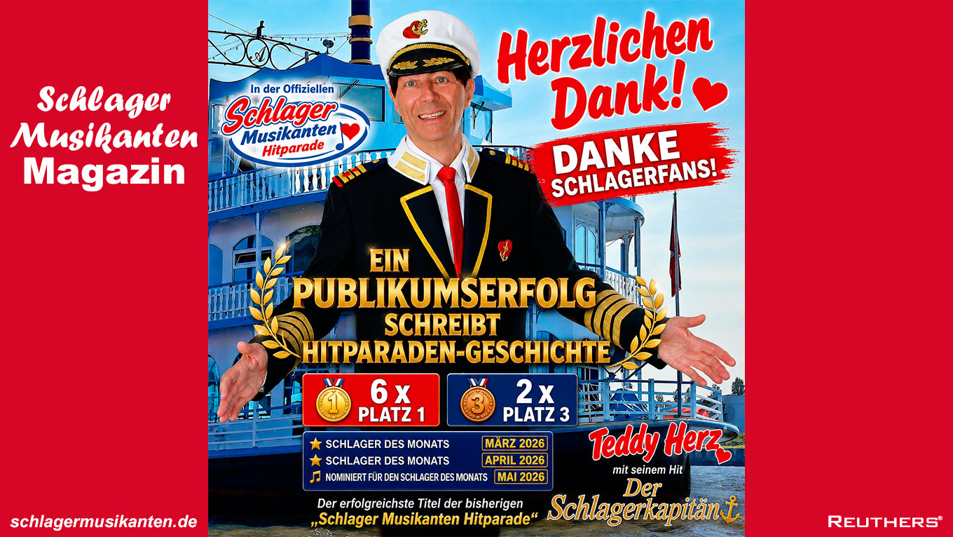 Schlagerfans wählen "Der Schlagerkapitän" zum 6. Mal auf Platz 1 - ein Publikumserfolg schreibt Hitparaden-Geschichte