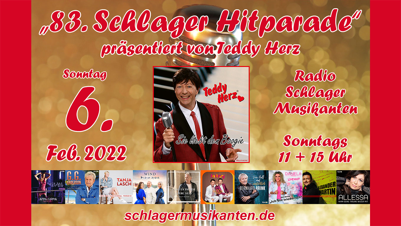 Teddy Herz lädt ein zur "83. Schlager Hitparade" am 6. Februar 2022