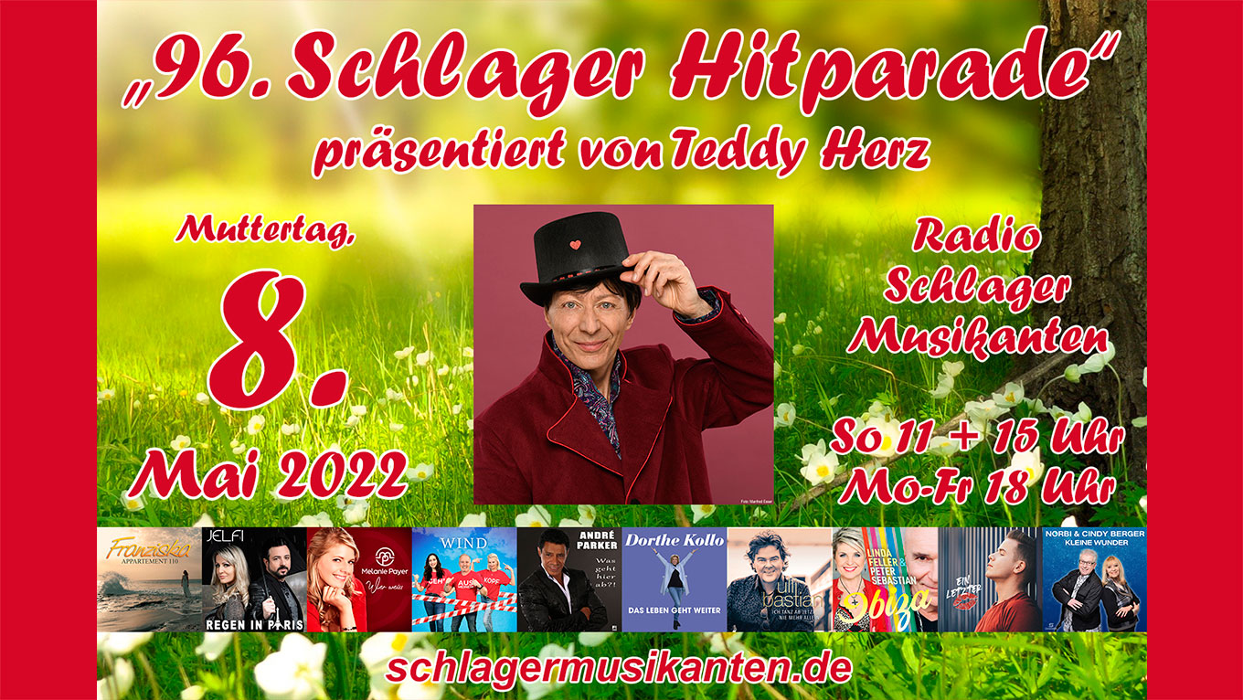 Teddy Herz lädt ein zur "96. Schlager Hitparade" am 8. Mai 2022