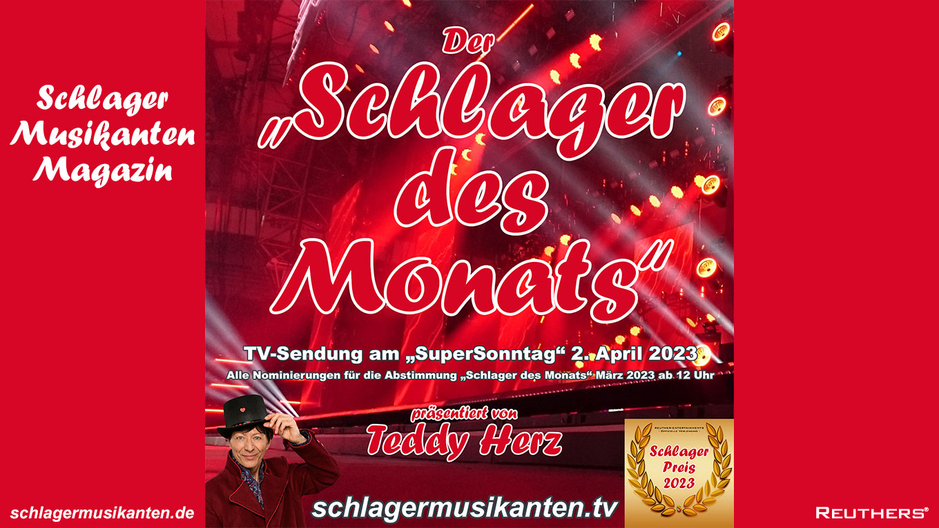 Teddy Herz präsentiert TV-Sendung "Schlager des Monats" März 2023 am "SuperSonntag" 2. April 2023