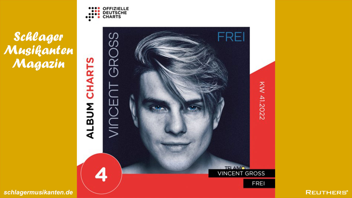Vincent Gross auf Platz 4 der Offiziellen Deutschen Album-Charts - bisher bestes Chartergebnis in Deutschland
